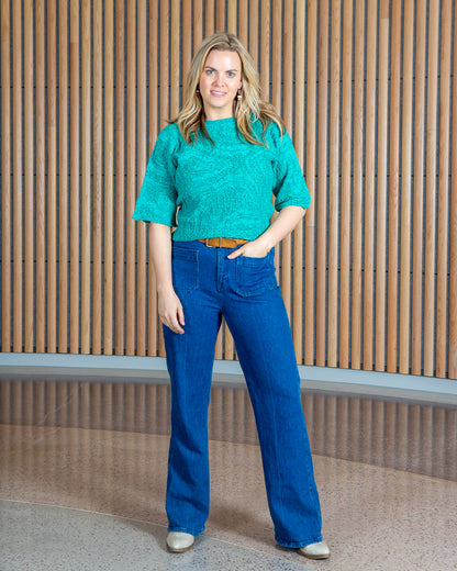 Motion of the Ocean Shimmering Lacy Top -  Merino Wool Knit