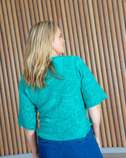 Motion of the Ocean Shimmering Lacy Top -  Merino Wool Knit