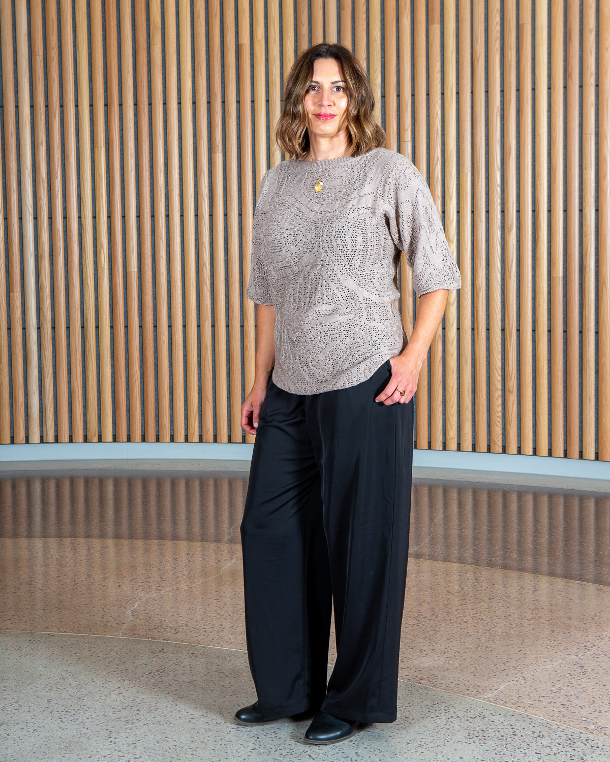 Motion of the Ocean Shimmering Lacy Top -  Merino Wool Knit