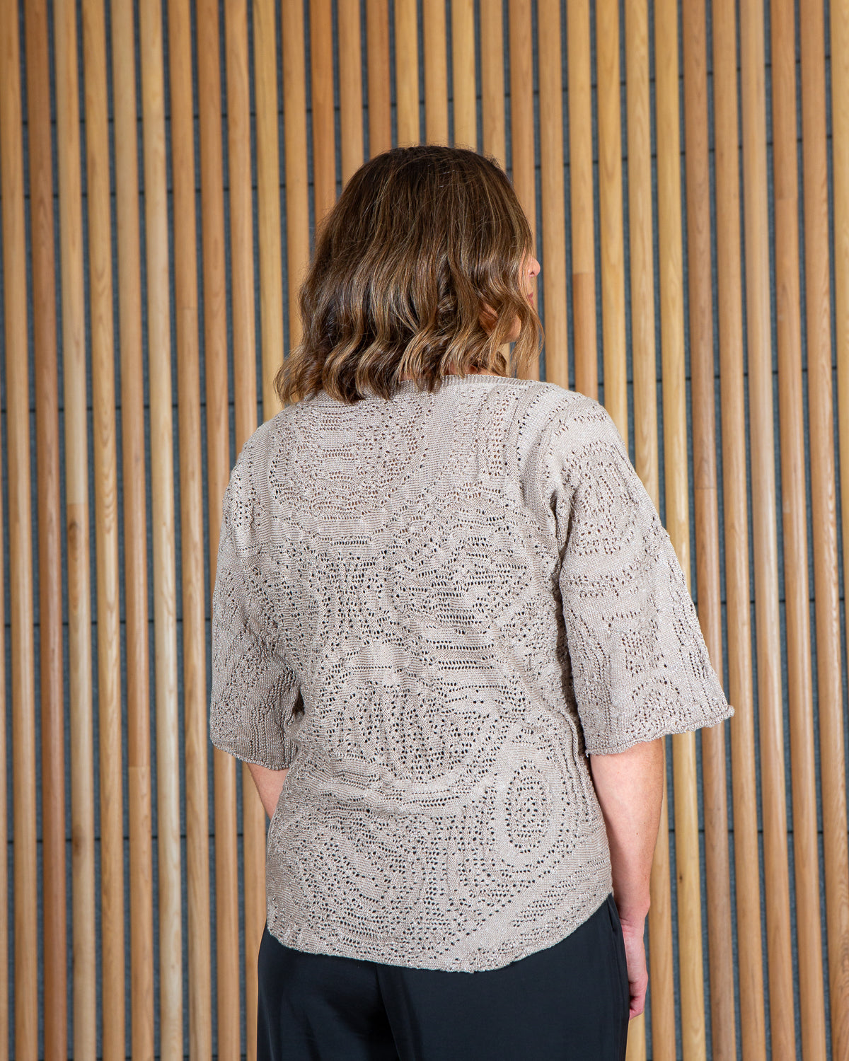 Motion of the Ocean Shimmering Lacy Top -  Merino Wool Knit