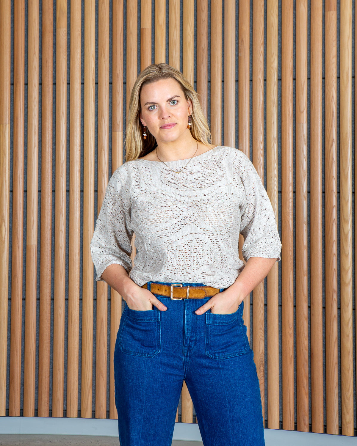 Motion of the Ocean Shimmering Lacy Top -  Merino Wool Knit