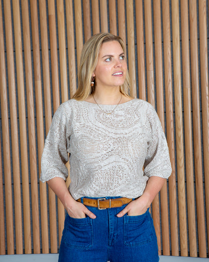 Motion of the Ocean Shimmering Lacy Top -  Merino Wool Knit