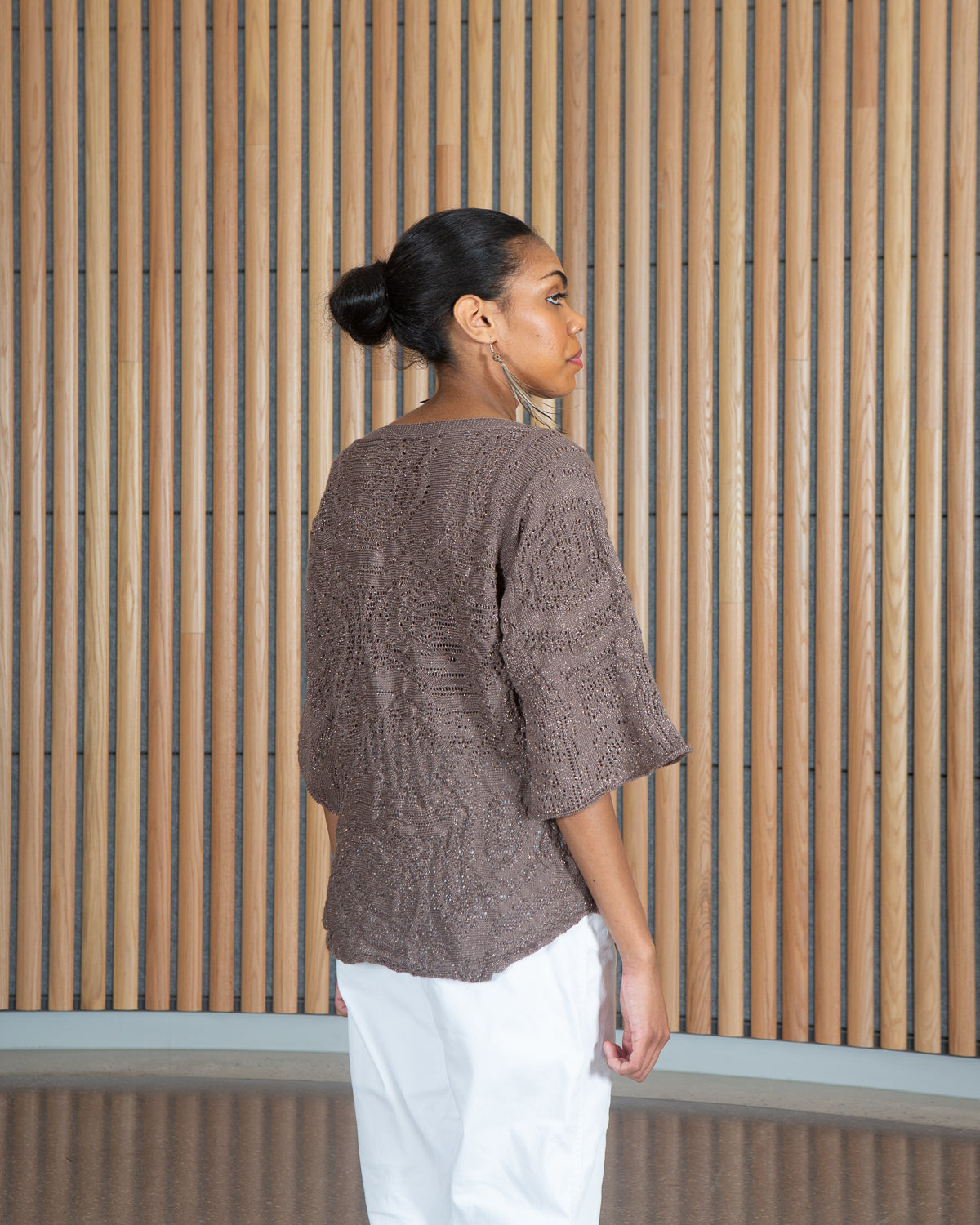 Motion of the Ocean Shimmering Lacy Top -  Merino Wool Knit